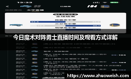 今日魔术对阵勇士直播时间及观看方式详解