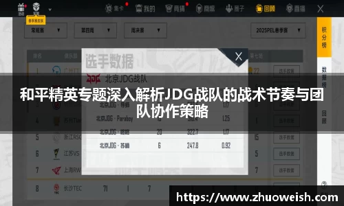 和平精英专题深入解析JDG战队的战术节奏与团队协作策略