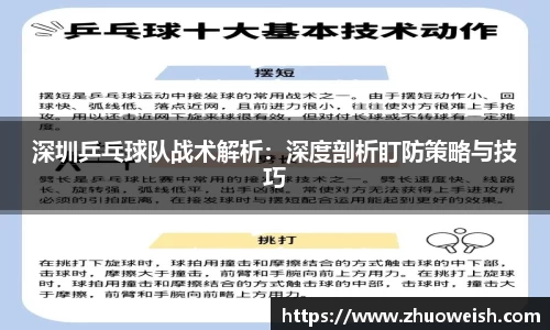 深圳乒乓球队战术解析：深度剖析盯防策略与技巧